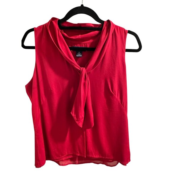 🍒 2/$20 🍒 Ann Taylor Sleeveless Draped Neck Top Size 12 Red - Picture 1 of 6